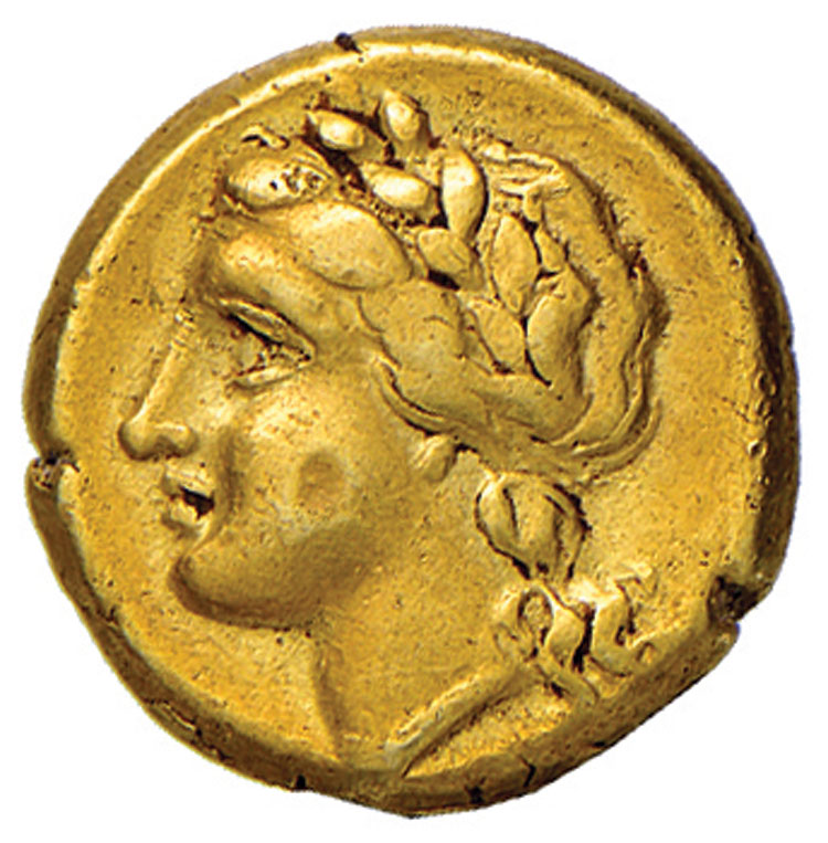 Greek coins - SICILIA Siracusa  – 25 Litre - Testa laureata di Apollo a s. - R/ Tripode – S.Cop. 708