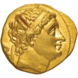 Greek coins - BACTRIA Diodoto I (256-239 a.C.) Statere in oro a nome di Antioco II di Siria –