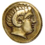 Greek coins - LESBO Mitilene  Sesto di statere (circa 330 a.C.) - Testa di Apollo a d. - R/ Aquila