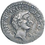 Roman coins Empire - Antonio e Ottaviano - Denario (40-39 a.C.) Testa di Antonio a d. – R/ Testa