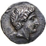 Greek coins - Regno di Peonia - Patraos (circa 335-315 a.C.) Tetradracma – Testa laureata a d. –