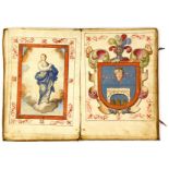 Adelsbrief - - Wappen- und Adelsnachweis für D. Juan de Laboraria. Mit 2 ganzseitigen Gouache-