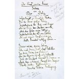 Dahn, Felix. Handschriftliches Manuskript der Ballade "Der Streit um die Krone". Tinte auf Papier,