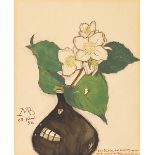 Behmer, Marcus. Blumen in schwarzer Vase. Aquarell auf Papier. Monogrammiert und datiert: 28. Juni