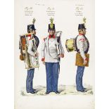 Militaria - Uniformen - - Armée autrichienne 1859 (Rückentitel). Mit 35 kolorierten, teilweise