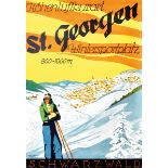 Plakate - - Braml, Carl. St. Georgen Schwarzwald. Ensemble Sommer- /Winteransicht. 2 Plakate.