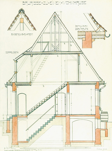 Architektur - - Gerds, Richard. Baurisse zu einem Wohnhause. Und: Bahnwärter-Wohnhaus für 2 Familien