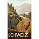 Plakate - - Surbek, Victor. Schweiz Alpenposten. Feldmeilen, H. Vontobel, 1946. 100 x 62 cm. Sehr