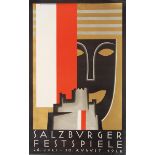 Plakate - - Wojtek, Leopoldine. Salzburger Festspiele 1928. Farbig lithographiertes Plakat. Ohne