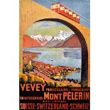 Plakate - - Grin, Edmond H. Vevey. Drahtseilbahn Mont Pélerin, Lac Leman. Vevey, Klausfelder, um