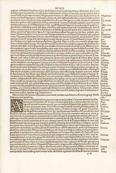Strabo von Amasia. De situ orbis librii XVII. Mit einigen Holzschnitt-Initialen. Venedig, Zanis de