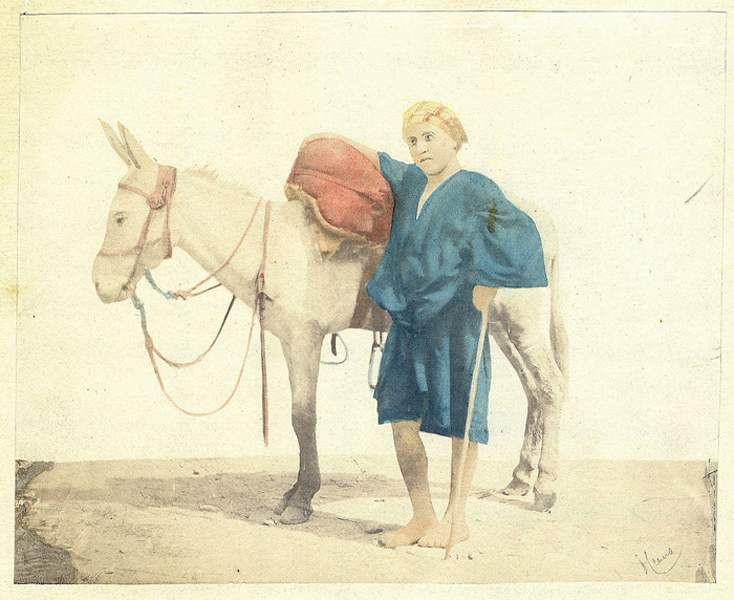 Ägypten - - Zwei handkolorierte Salzpapierabzüge. Ägypten, um 1855. Formate: 20,5 x 14,5 cm bzw. - Image 2 of 2