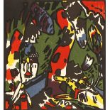 Kandinsky, Wassily. Bogenschütze. Motiv aus Improvisation 25. Original-Farbholzschnitt. Im Stock