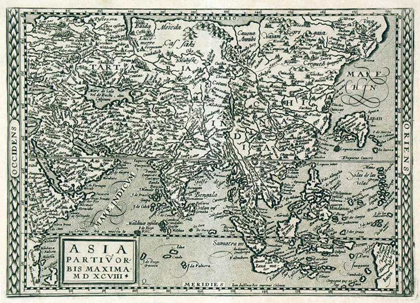 Karten - Asien - - Quad, Matthias. Asia partiu(m) orbis maxima MCXVIII. Kupferstichkarte aus: