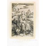 Genre - Affen - - Dürer, Albrecht. Maria mit der Meerkatze. Kupferstich auf Bütten mit nicht