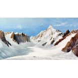 Ansichten - Schweiz - - Bürck, J. Glacier de L'Unter Aar. 2 Farblithographien von J. Bürck nach