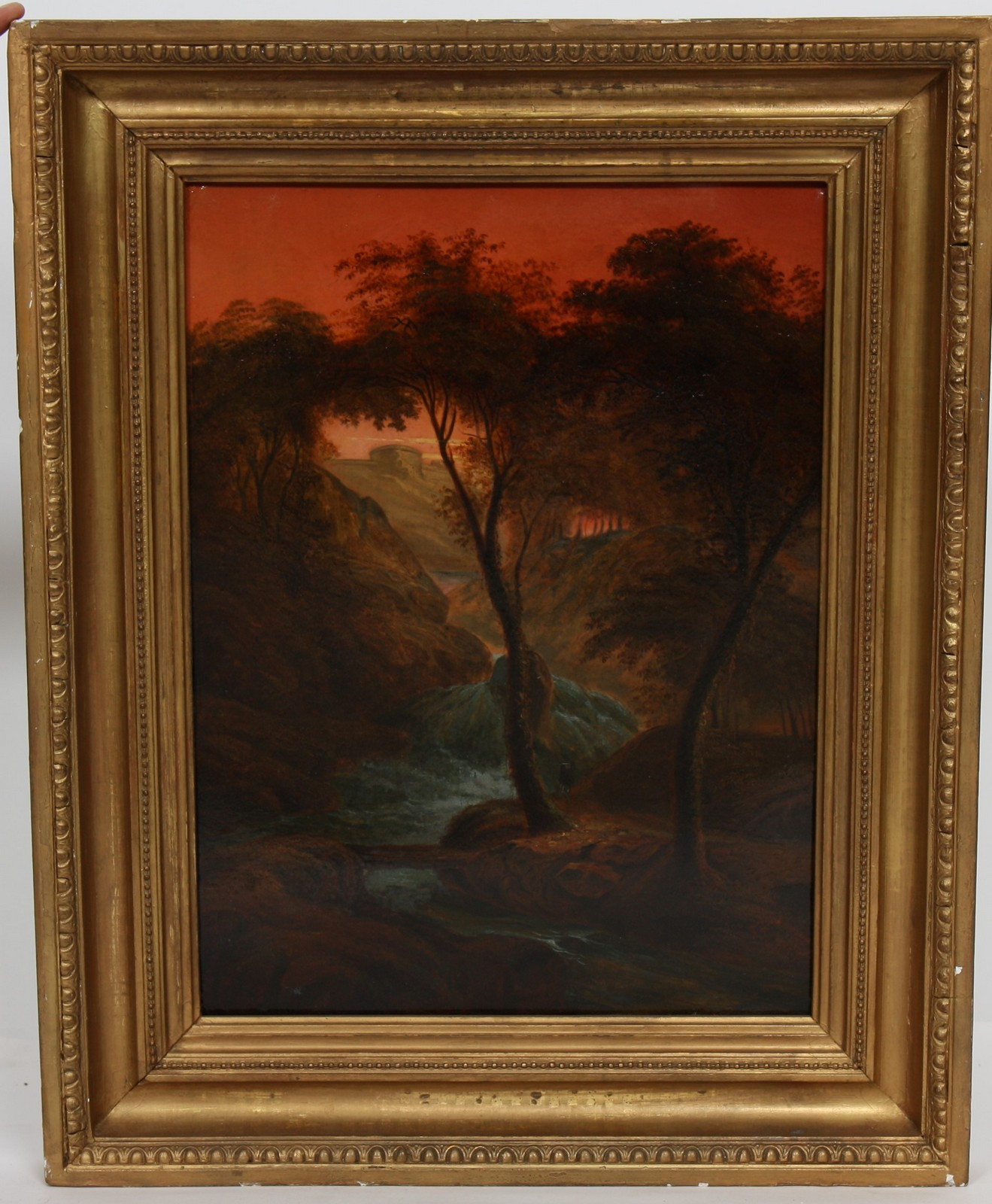 TABLEAU "PAYSAGE ITALIEN AU CREPUSCULE"
Huile sur carton encadrée représentant un paysage de torrent