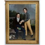 TABLEAU "PORTRAITS D'ENFANTS" XIXè
Huile sur toile encadrée représentant deux garçons et un chien