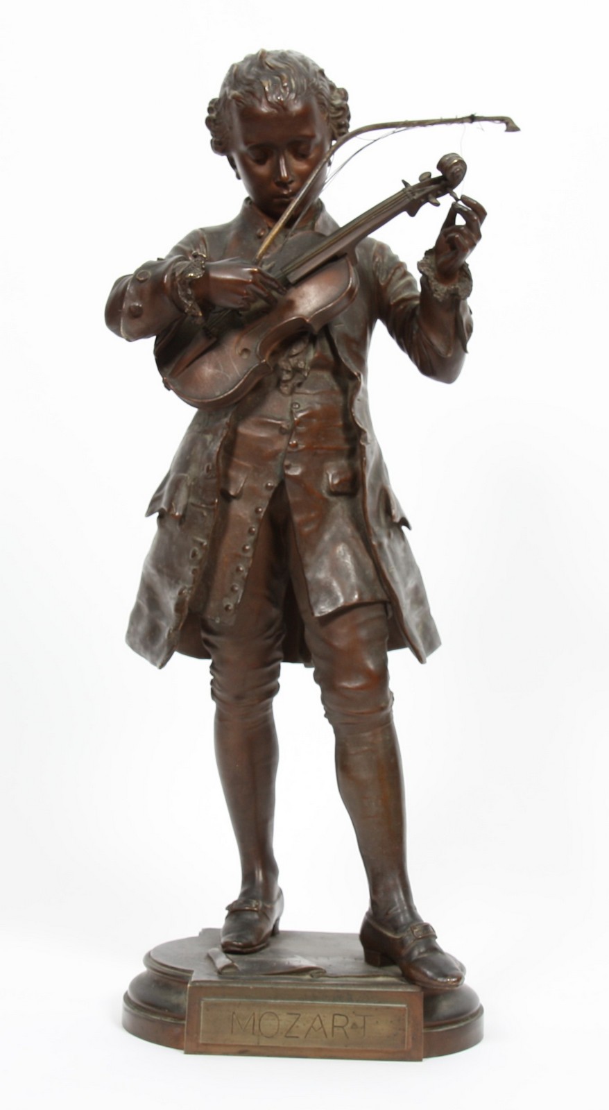 BRONZE "MOZART" DE LEON GREGOIRE
Bronze à patine marron représentant le jeune Mozart, en pied ,