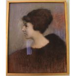 PORTRAIT DE FEMME A LA FOURRURE
Pastel, signé  de F. Portier et daté 1920 en bas à gauche.
H :