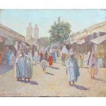 TABLEAU ORIENTALISTE "SCENE DE RUE" DE HAMMAD JABRAN ( 1917-1993 )
Huile sur toile signée "Hammad