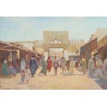 TABLEAU ORIENTALISTE "SCENE DE RUE" DE HAMMAD JABRAN ( 1917-1993 )
Huile sur toile signée "Hammad