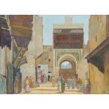 TABLEAU ORIENTALISTE "SCENE DE RUE A FEZ" DE HAMMAD JABRAN ( 1917-1993)
Huile sur toile signée "