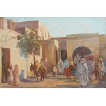 TABLEAU ORIENTALISTE "SCENE DE RUE A CASABLANCA" DE HAMMAD JABRAN ( 1917-1993)
Huile sur toile