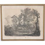 LITHOGRAPHIE"CHASSE A COURRE" D'APRES CARLE VERNET XIXè Lithographie en noir et blanc, encadrée sous