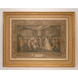 GRAVURE "L'ENTREVUE DE LOUIS XIV ET PHILIPPE V" Gravure réhaussée Epoque XIXème siècle 41 x 58 cm