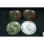 JAPANESE PLATES - pair of 9.5'' cloisonn