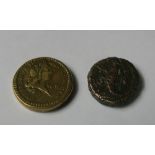 GUINEA WEIGHT & ROMAN COIN - two coins t