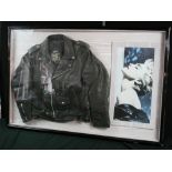 MADONNA - framed black leather biker's j