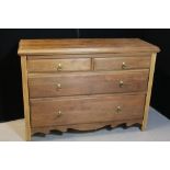 CHEST OF DRAWERS - an Edwardian fruitwood chest of drawers c1910, measuring 42"x32"x19".