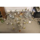 CHANDELIERS - a collection of three silver coloured electric chandeliers.
