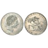 GEORGE III 1820 LX CROWN – excellent example of this 1820 George III silver crown in UNC condition