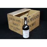 VINTAGE PORT - six bottles of 1963 Grahams port, evidence of seepage from one bottle.