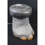 ELEPHANT FOOT STOOL - A Victorian Elephant foot stool (leather seat pad is a later addition), repair