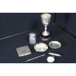 SILVER - A mixed lot to include a silver fruit knife, silver cigarette case (117.