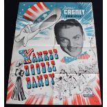 JAMES CAGNEY - YANKEE DOODLE DANDY - Original Danish film poster. Ex cond (folded).