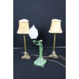 TABLE LAMPS - a collection of table lamps x3 to include a pair of classic gold desk lamps and a