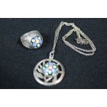 MILLEFIORO SCOTTISH CAITHNESS SILVER JEWELLERY - To include a silver ring and pendant by the same