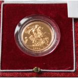 1984 PROOF SOVEREIGN - 22ct gold full sovereign with original box and certificate.