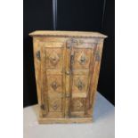 STORAGE CUPBOARD - a wooden hinged reproduction storage cabinet