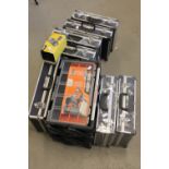 TOOLS - Containing unused storage cases (6 sets of 3), Black & Decker workmate boxes x 2,