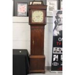 GRANDFATHER CLOCK - late 18th century oak and mahogany longcase clock made Leigh of Newton.