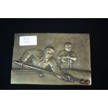 BILLIARDS - A 1930's brass plaque measuring 16.