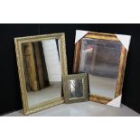 MIRRORS - a collection of mirrors x3 to include a large mirror in a burnished champagne-gold frame