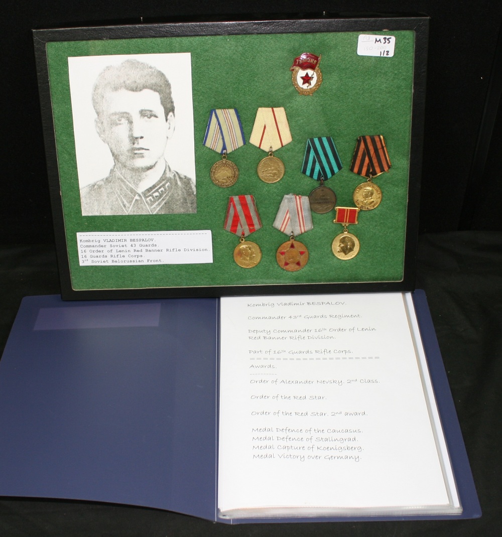 RUSSIAN MEDALS - excellent set of eight medals awarded to a Brigade Commander Vladimir Bespalov of