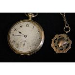 POCKET WATCH & ALBERT CHAIN - 9ct (40g) also to include a 14ct (front & back) pocket watch.